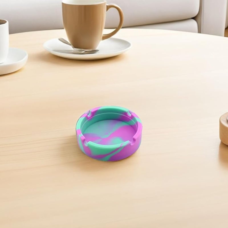 صينية سجائر سيليكون غير قابلة للانزلاق طقم من قطعتين مانع كسر جامع رماد للداخل والخارج أخضر نعناع أحمر وردي تمويه - Image 4